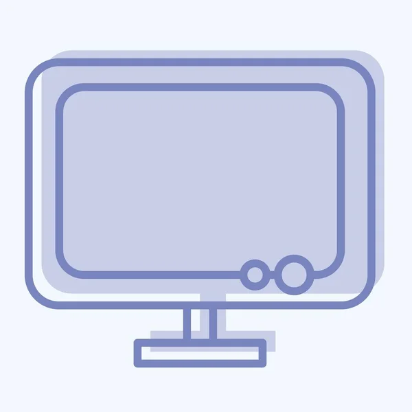 Icon Monitor Suitable Computer Components Symbol Two Tone Style Simple — Vetor de Stock