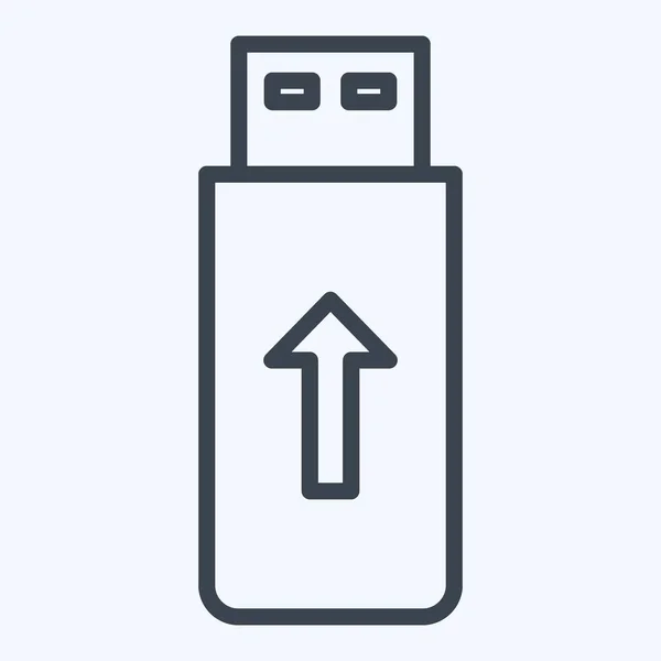 Icon Flashdisk Suitable Computer Components Symbol Line Style Simple Design — Stock vektor