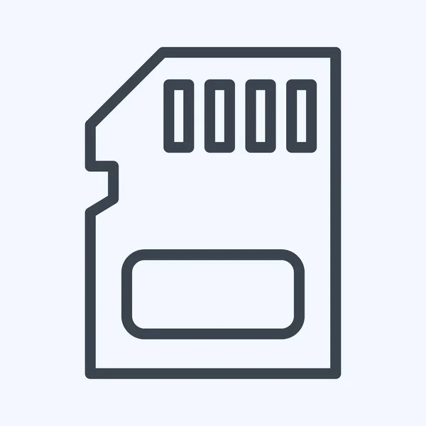 Icon Memory Card Suitable Computer Components Symbol Line Style Simple — ストックベクタ