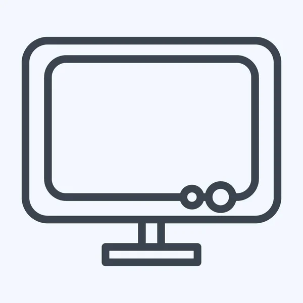 Icon Monitor Suitable Computer Components Symbol Line Style Simple Design — Vetor de Stock