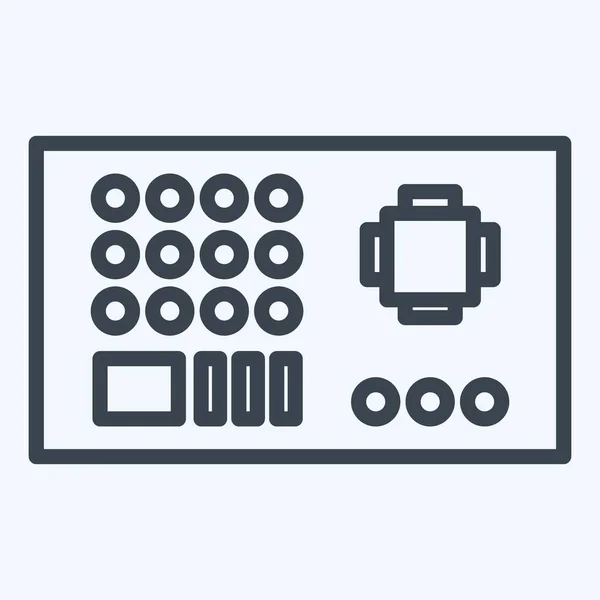 Icon Motherboard Suitable Computer Components Symbol Line Style Simple Design — 图库矢量图片