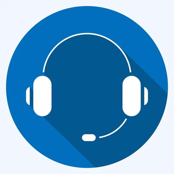 Icon Headphone Suitable Computer Components Symbol Long Shadow Style Simple — Image vectorielle