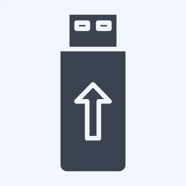Icon Flashdisk Suitable Computer Components Symbol Glyph Style Simple Design — Stock vektor
