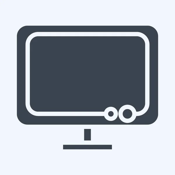 Icon Monitor Suitable Computer Components Symbol Glyph Style Simple Design — Vettoriale Stock