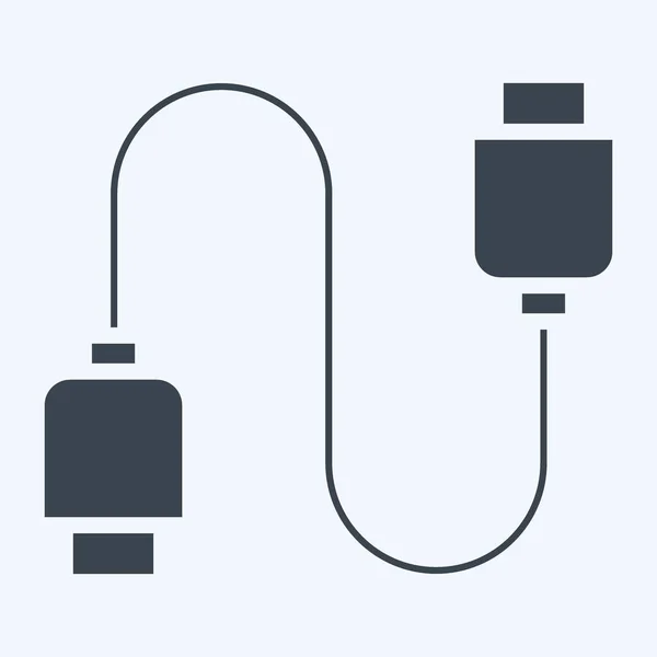 Icon Cable Suitable Computer Components Symbol Glyph Style Simple Design — Wektor stockowy