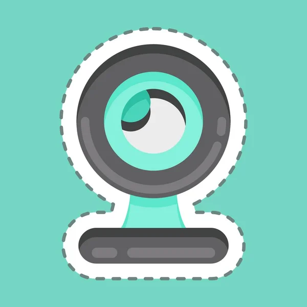 Sticker Line Cut Webcam Suitable Computer Components Symbol Simple Design — Stok Vektör