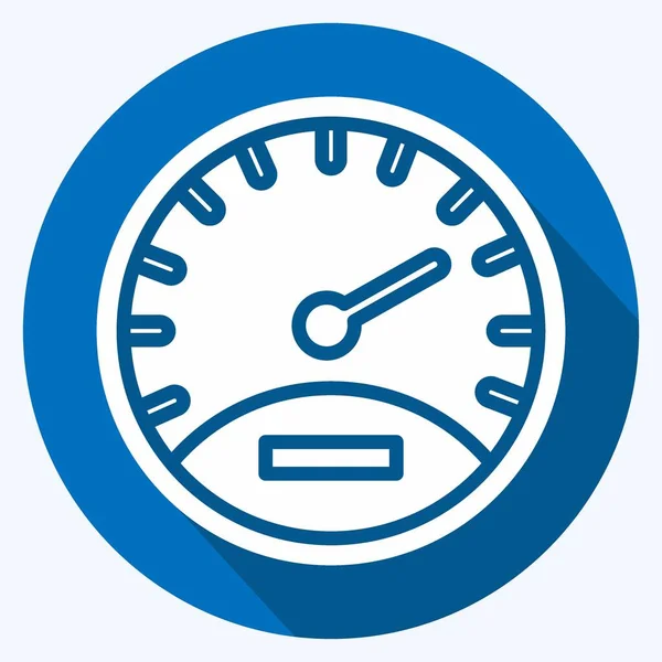 Icon Speedometer Suitable Education Symbol Long Shadow Style Simple Design — Image vectorielle