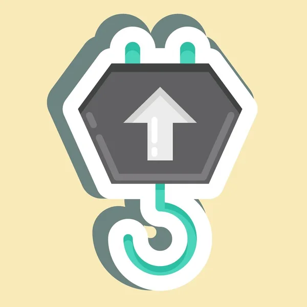 Sticker Crane Hook Suitable Education Symbol Simple Design Editable Design — Vetor de Stock
