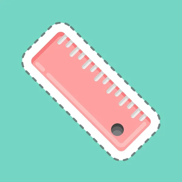 Sticker Line Cut Ruler Suitable Education Symbol Simple Design Editable — Image vectorielle