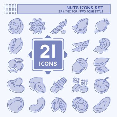 Icon Set Nuts. suitable for Nuts symbol. two tone style. simple design editable. design template vector. simple illustration