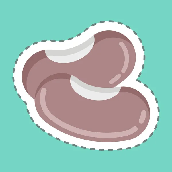 Sticker Line Cut Kidney Beans Suitable Nuts Symbol Simple Design — Stock vektor