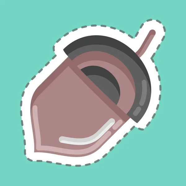 Sticker Line Cut Acorn Suitable Nuts Symbol Simple Design Editable — Image vectorielle