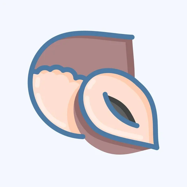 Icon Hazelnut Suitable Nuts Symbol Doodle Style Simple Design Editable — Image vectorielle