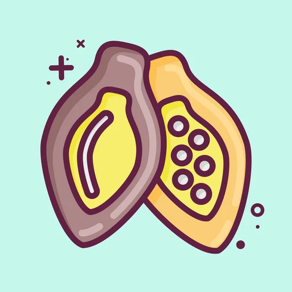 Icon Cacao Pod Suitable Nuts Symbol Mbe Style Simple Design — Image vectorielle