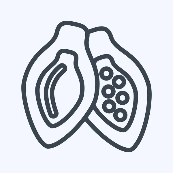 Icon Cacao Pod Suitable Nuts Symbol Line Style Simple Design — Stok Vektör