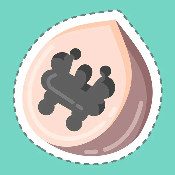 Sticker Line Cut Walnut Suitable Nuts Symbol Simple Design Editable — 스톡 벡터