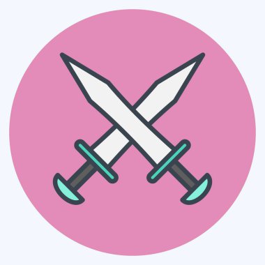Icon Swords. suitable for education symbol. color mate style. simple design editable. design template vector. simple illustration
