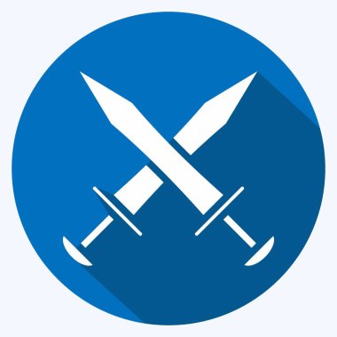 Icon Swords. suitable for education symbol. long shadow style. simple design editable. design template vector. simple illustration