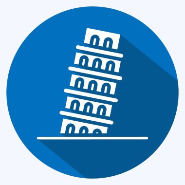 Icon Pisa. suitable for education symbol. long shadow style. simple design editable. design template vector. simple illustration