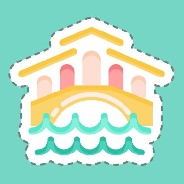 Sticker line cut Venice. suitable for education symbol. simple design editable. design template vector. simple illustration