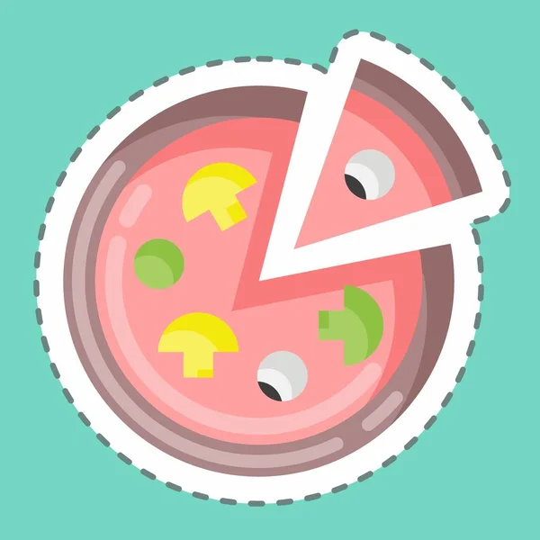 Sticker Line Cut Pizza Suitable Education Symbol Simple Design Editable — 스톡 벡터