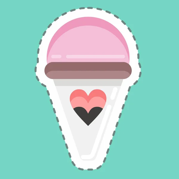 Sticker Line Cut Ice Cream Suitable Education Symbol Simple Design — Image vectorielle