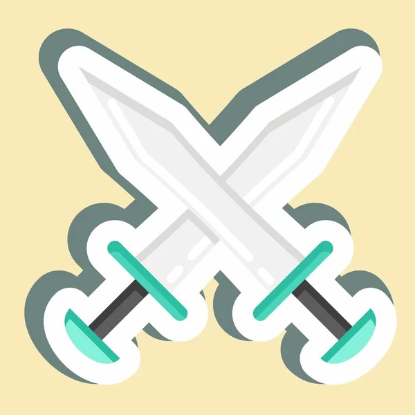 Sticker Swords Suitable Education Symbol Simple Design Editable Design Template — Vetor de Stock