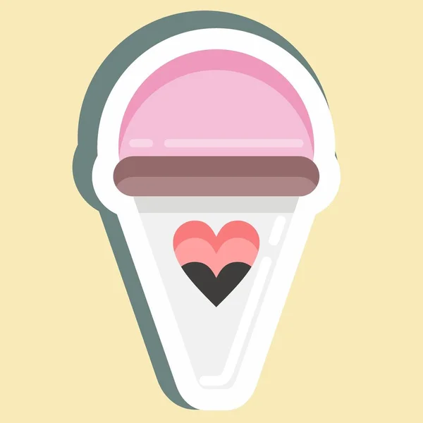 Sticker Ice Cream Suitable Education Symbol Simple Design Editable Design —  Vetores de Stock