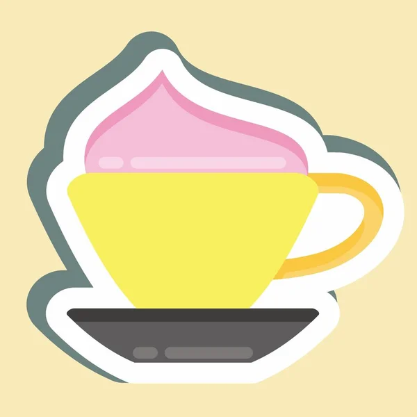 Sticker Cappucino Suitable Education Symbol Simple Design Editable Design Template — Archivo Imágenes Vectoriales