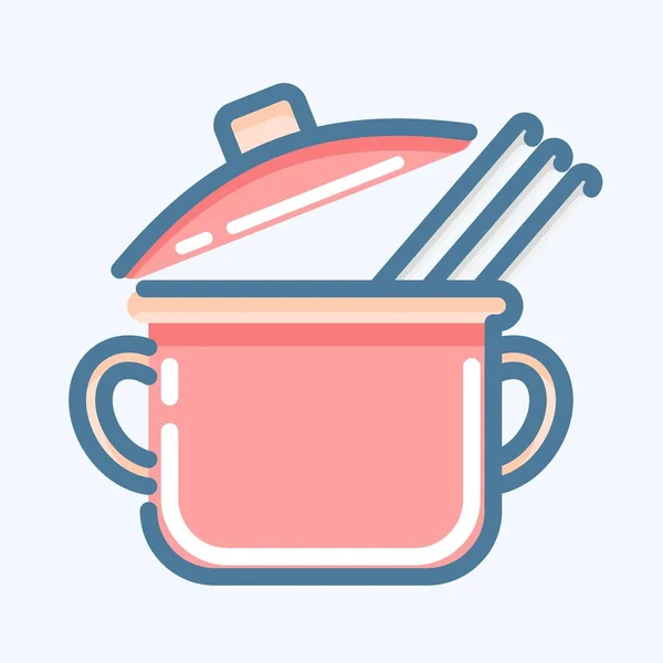 Icon Spaghetti Suitable Education Symbol Doodle Style Simple Design Editable — ストックベクタ