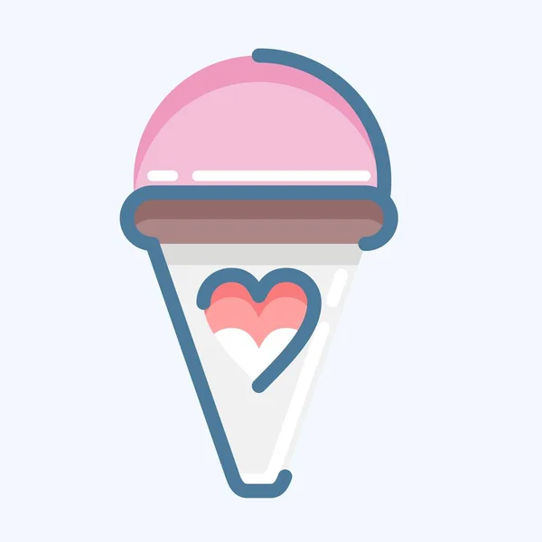 Icon Ice Cream Suitable Education Symbol Doodle Style Simple Design — 图库矢量图片
