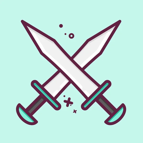 Icon Swords Suitable Education Symbol Mbe Style Simple Design Editable — Vetor de Stock