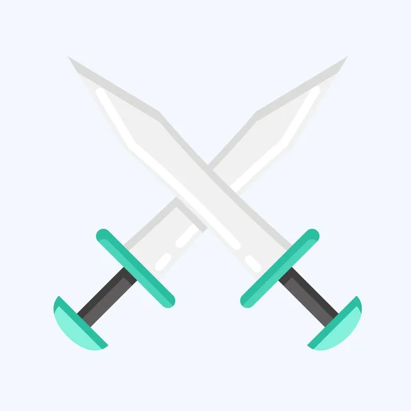 Icon Swords Suitable Education Symbol Flat Style Simple Design Editable — Archivo Imágenes Vectoriales