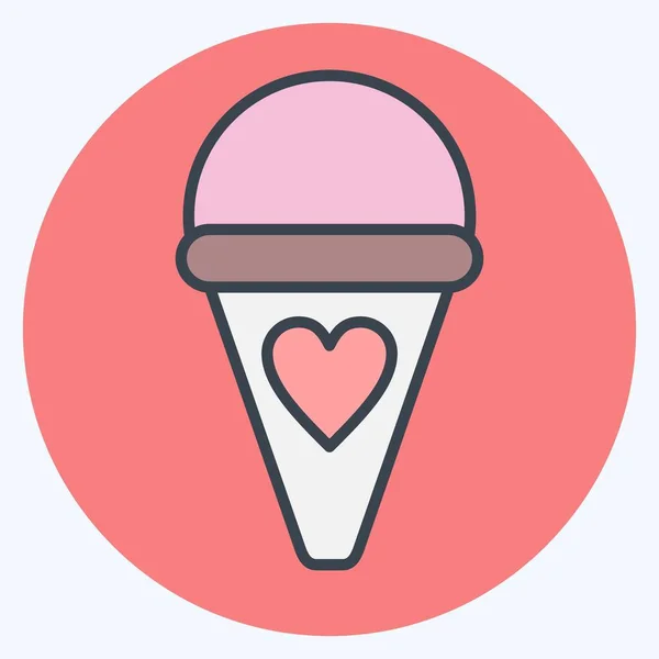 Icon Ice Cream Suitable Education Symbol Color Mate Style Simple — 图库矢量图片