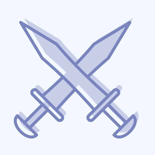 Icon Swords Suitable Education Symbol Two Tone Style Simple Design — Archivo Imágenes Vectoriales