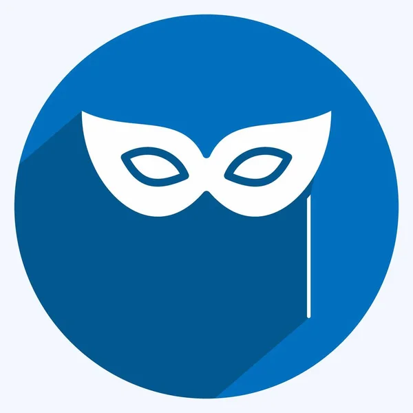Icon Masquerade Suitable Education Symbol Long Shadow Style Simple Design — Stockvector