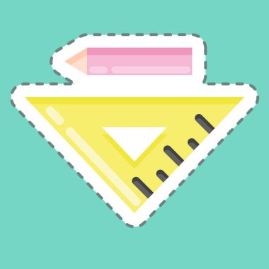 Sticker Pencil and Ruler. suitable for Paint Art Tools symbol. simple design editable. design template vector. simple illustration
