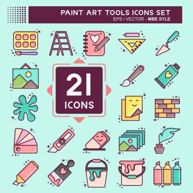 Icon Set Paint Art Tools. suitable for education symbol. MBE style. simple design editable. design template vector. simple illustration