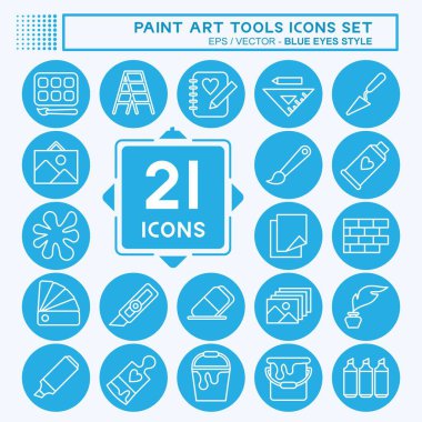 Icon Set Paint Art Tools. suitable for education symbol. blue eyes style. simple design editable. design template vector. simple illustration