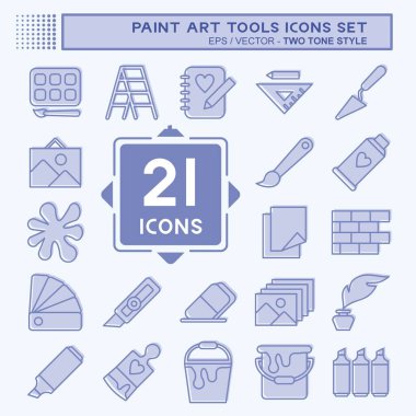 Icon Set Paint Art Tools. suitable for education symbol. two tone style. simple design editable. design template vector. simple illustration