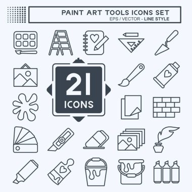 Icon Set Paint Art Tools. suitable for education symbol. line style. simple design editable. design template vector. simple illustration