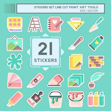 Sticker Set Paint Art Tools. suitable for Paint Art Tools symbol. simple design editable. design template vector. simple illustration
