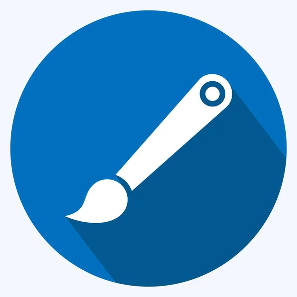 Icon Paintbrush Suitable Paint Art Tools Symbol Long Shadow Style — ストックベクタ