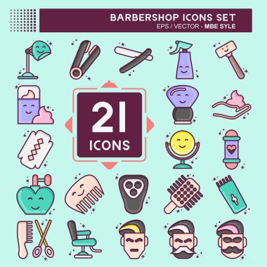 Icon Set Barbershop. suitable for education symbol. MBE style. simple design editable. design template vector. simple illustration