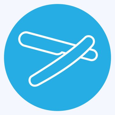 Icon Straight Razor. suitable for Barbershop symbol. blue eyes style. simple design editable. design template vector. simple illustration