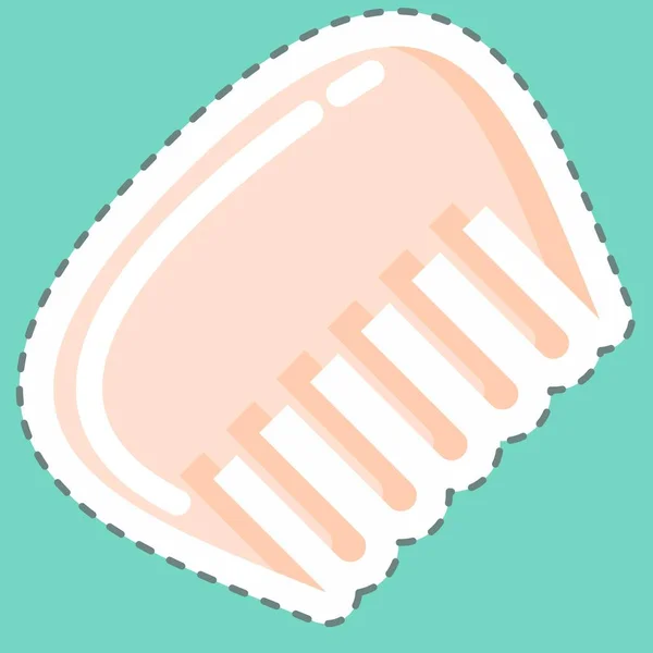 Sticker Line Cut Comb Suitable Barbershop Symbol Simple Design Editable — Wektor stockowy