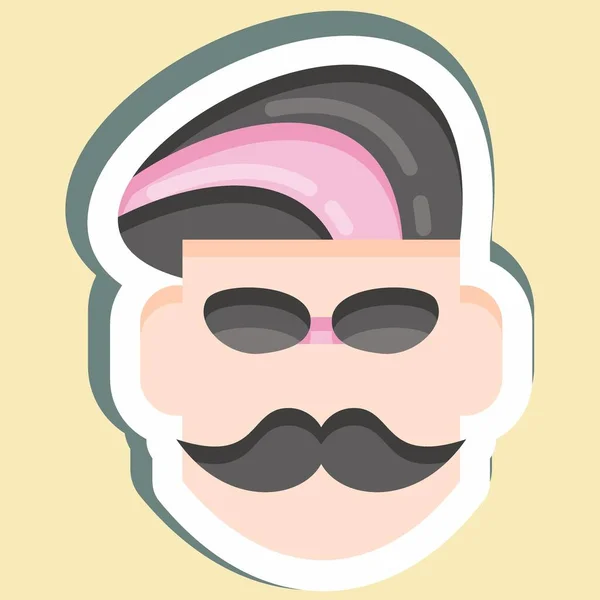 Sticker Mustache Suitable Barbershop Symbol Simple Design Editable Design Template — ストックベクタ