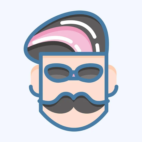 Icon Mustache Suitable Barbershop Symbol Doodle Style Simple Design Editable — Stockvektor