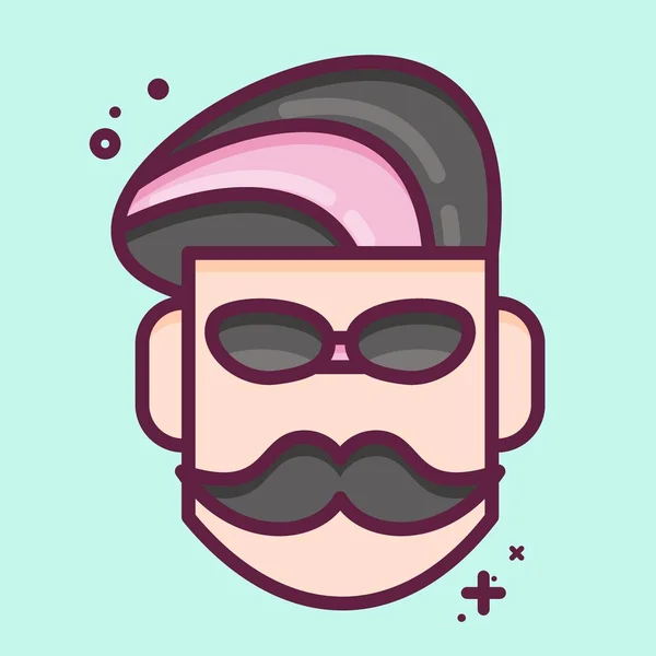 Icon Mustache Suitable Barbershop Symbol Mbe Style Simple Design Editable — Stock Vector