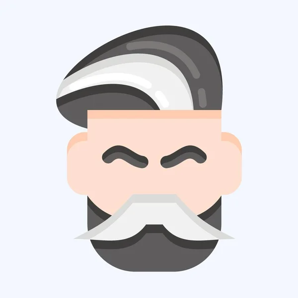 Icon Mustache Beard Suitable Barbershop Symbol Flat Style Simple Design — Stockvektor